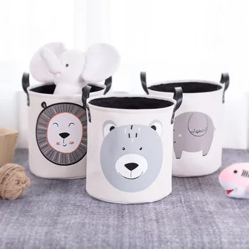 

Cotton Linen Laundry Basket Organizer for Dirty Clothes Cotton Animal Cartoon Print Toys Organizer Home Storage&Organization