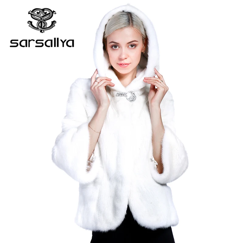 Sarsallya Шубы из натурального норки шуба куртки с натуральным мехом натуральная