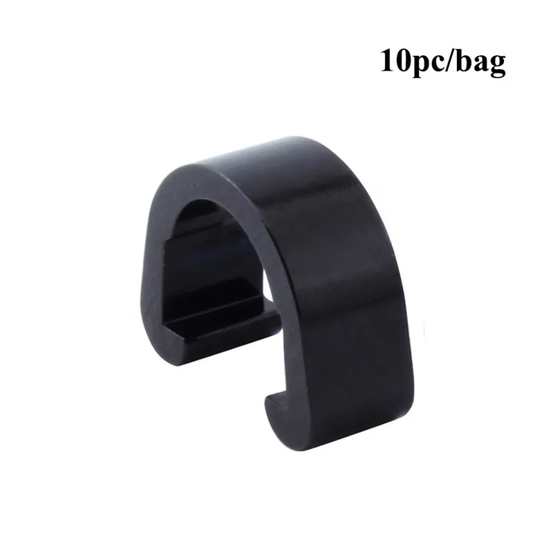 Черный 10pcs Bicycle c Buckle U-shaped Line Buckle Aluminum alloy Brake Cable Sets Pipe Deduction Durable Bike Disc Transmission Clamp - Цвет: Черный