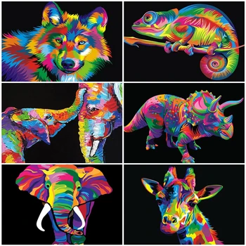 

AZQSD DIY Painting By Number Animal Home Decoration Acrylic Paint Unique Gift Coloring By Numbers Wolf Handmade Gift