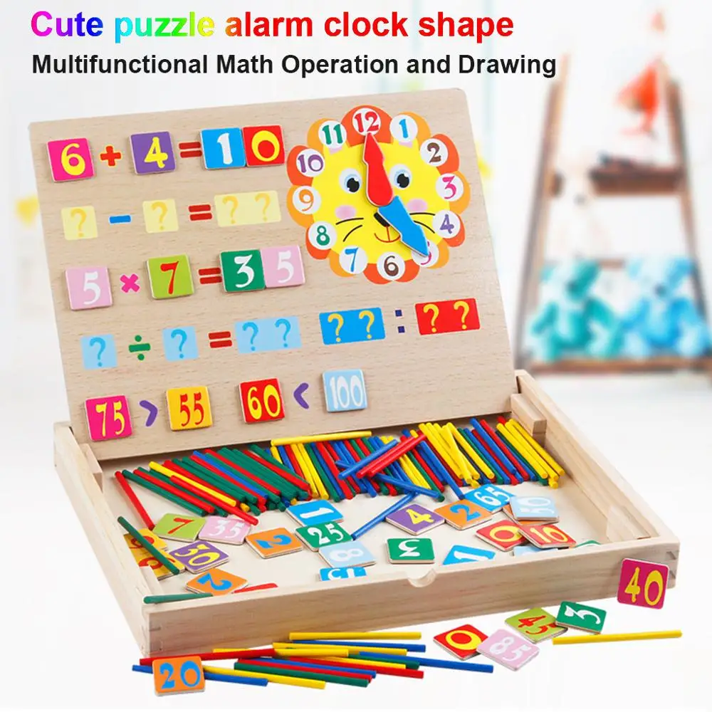 Child Educational Wood Magnetic Mathematics Learn Box Letters Cognition Toy