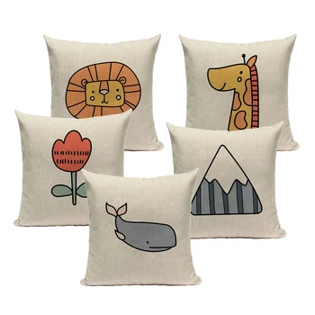 

Pillow Case Funny Pillowcase Anime Animal Orange Cute Fox 45*45 40*40 for Sofa Car Bedroom Beige Fur Linen Cushion Cover