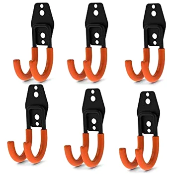 

Steel Garage Storage Utility Double Hook, Heavy Duty Tool for Organizing Power Tools, Small J Hook (6 Packs, 4.7 x 1.9 x 2.5 Inc