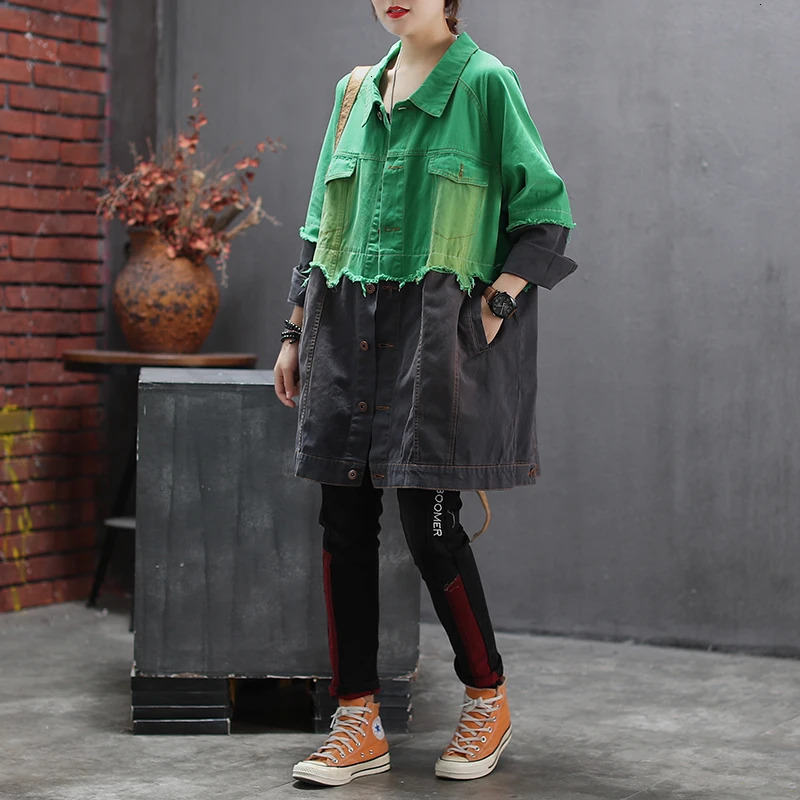TVVOVVIN Spring Autumn Lapel Long Sleeve Hit Colors Single Breasted Vintage Loose Windbreaker Female Jacket Women X804