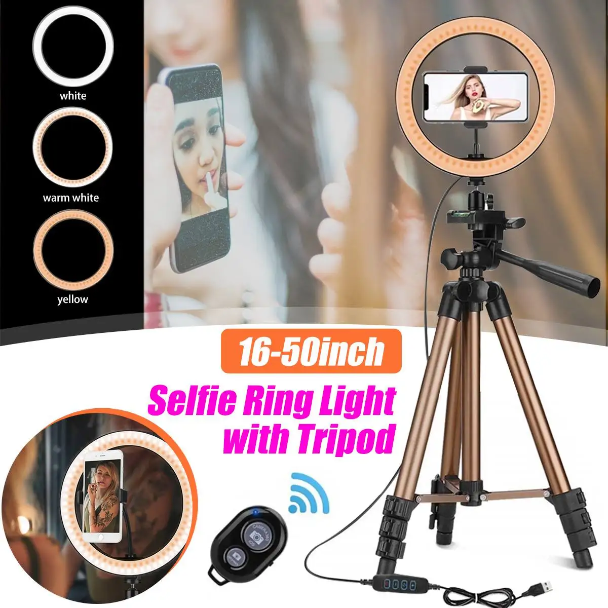 JBAG 6.2 Inch LED Ring Light Photo Studio Camera Light Photography Dimmable Video Light for YouTube Makeup Selfie with Tripod Live Broadcast Dual Phone Bracket