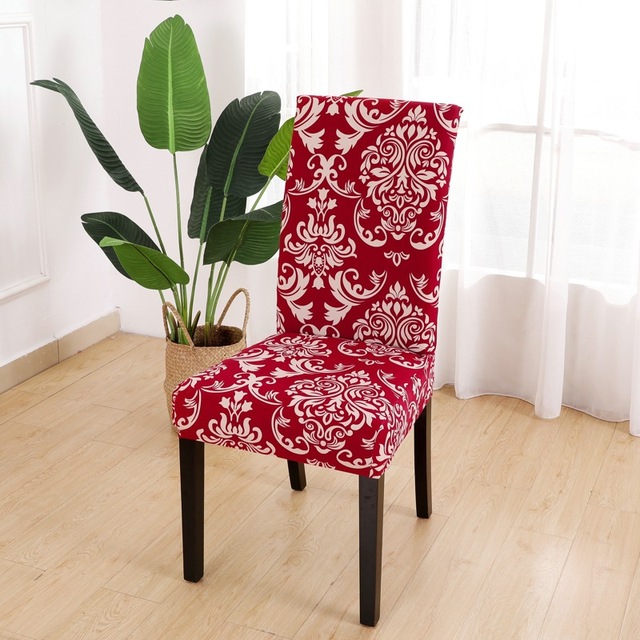 Series Chair Cover for Dining Room Banquet Hotel Kitchen Spandex Stretch Print Chair Covers Removable Washable Seat Decor