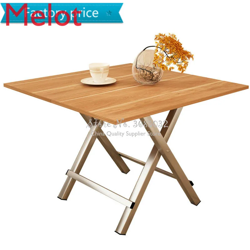 

Multifunction Foldable Dinning Table Square Study Metal Legs Computer Desk Portable Thick Plank Restaurant Coffee Tables 60*60cm