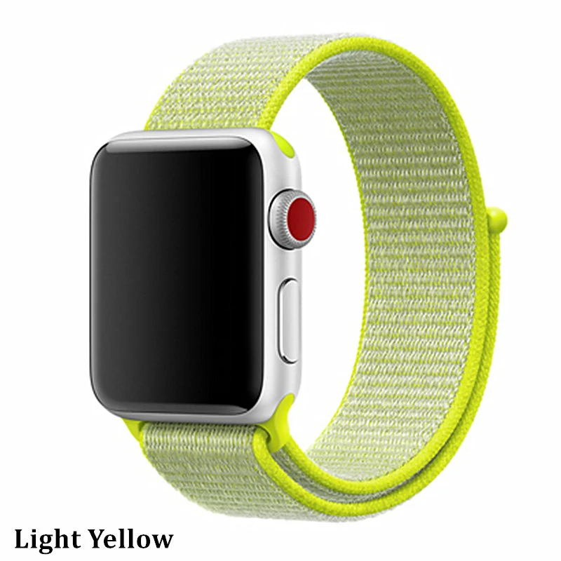 Light yellow Спортивная петля для Apple watch ремешок Apple watch 4 группа 44 мм 40 м iWatch ремешок 42 мм 38 мм нейлоновый браслет ремешок для часов серии 3 2 1 44 - Цвет ремешка: Light yellow