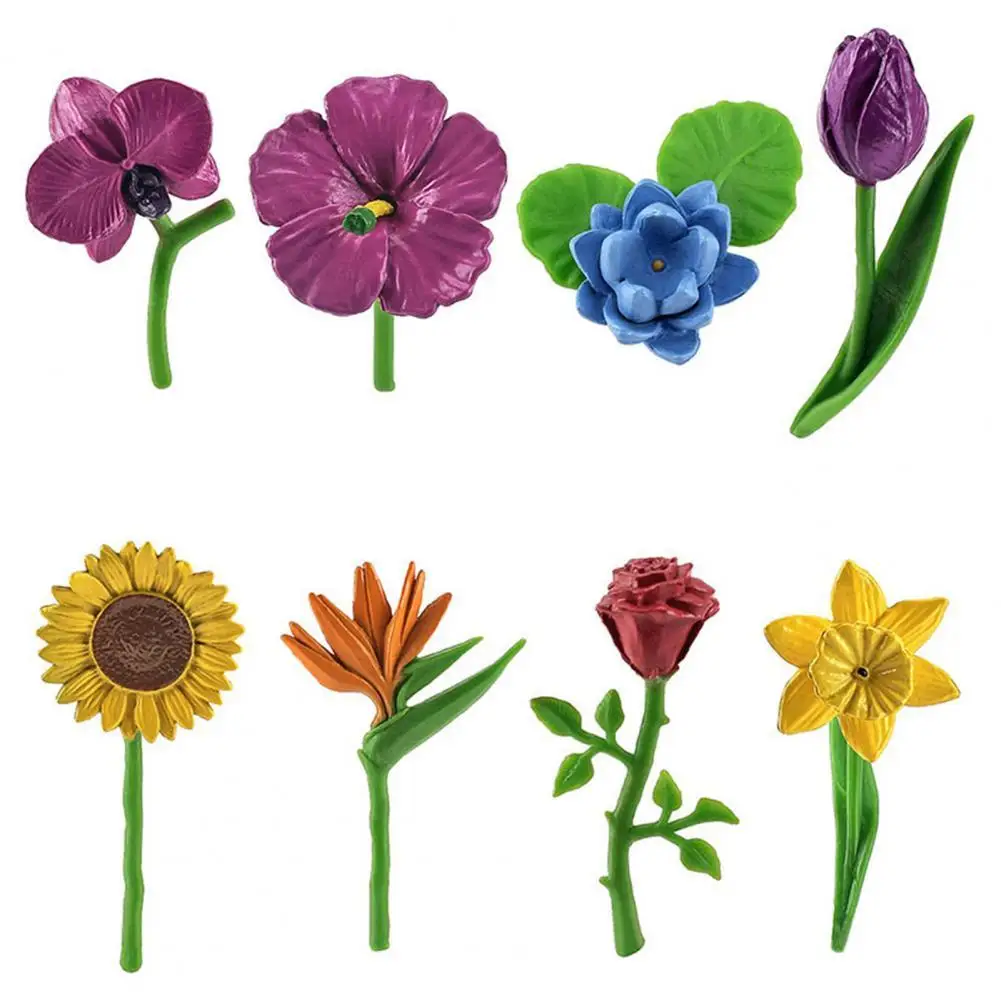 

8Pcs Simulation Flower Ornaments Vivid Artificial Sunflower Rose Flower Decor Kids DIY Toys for Wedding