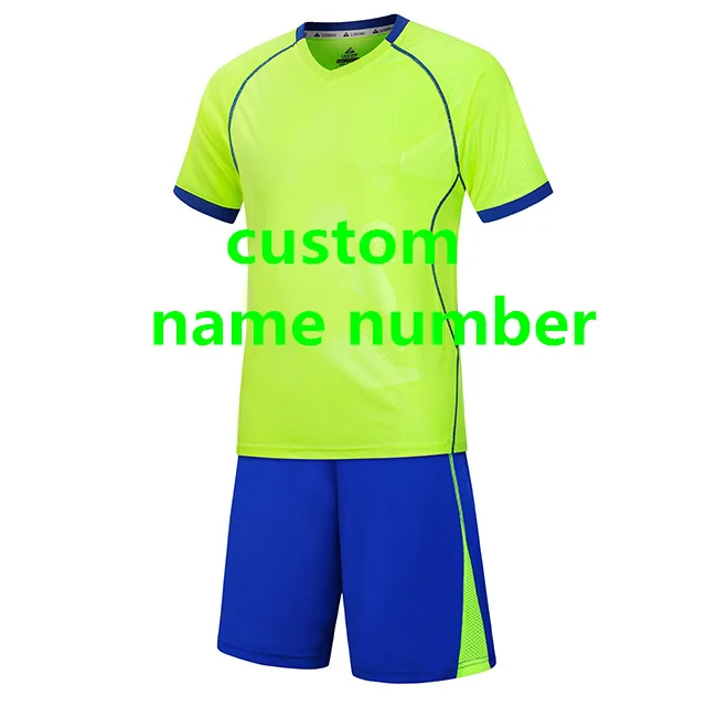 Детские футбольные майки для мальчиков, одежда для футбола, комплекты с короткими рукавами, Детская Футбольная форма для взрослых, детский футбольный трикотажный костюмчик - Цвет: custom name number