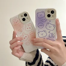 

Cute Cartoon Bears Rabbits Phone Case For Oppo R9S R11 R11S R15X R17 Reno Z 2 2Z 3 4 SE 5 6 Pro K1 K3 K5 K7 Antislip Back Cover