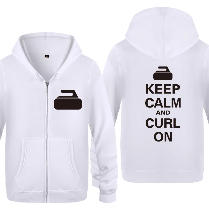 BAY HET Keep Calm and Curl On Curling креативные толстовки мужские мужские флисовые кардиганы на молнии толстовки с капюшоном - Цвет: BAY HET