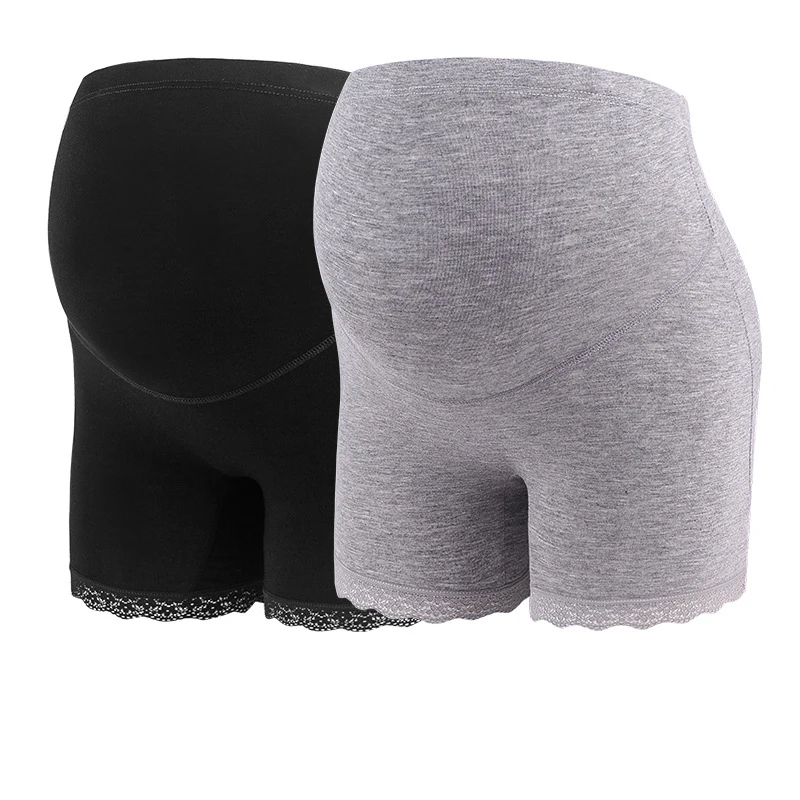 2-Pieces Lace Pregnant Flat Stomach Lift Pants Low& High-waist Seamless Underwear Breathable Cotton Pregnant Women Safety Pants - Цвет: 19