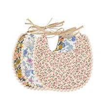 Kangobaby babero de algodón de cáñamo, conjunto de 3 piezas con borde de encaje de moda Retro, # My Soft Life #