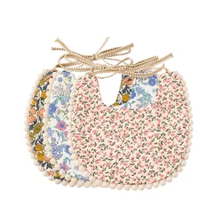 Kangobaby – ensemble de bavoirs en coton et chanvre, avec bord en dentelle, style rétro, # My Soft Life #, 3 pièces 