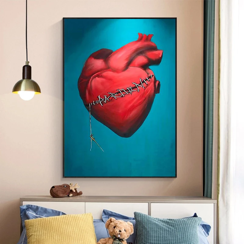 

Broken Injured Red Heart Abstract Poster And Prints Cartoon Wall Picture On Canvas Art Painting Home Decoration For Living Room