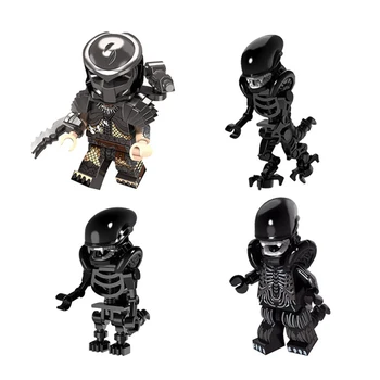 

4pcs/set DISNEY Alien Building Blocks Bricks Predator AVP Scar Predator Warrior Action Figure Christmas Gift Toys For Boys Girls