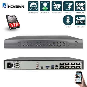 

16CH 5MP POE NVR 48V Real PoE NVR 5MP 3MP 8MP 4K Network Video Recorder for PoE IP Cameras P2P XMeye CCTV System Onvif FTP