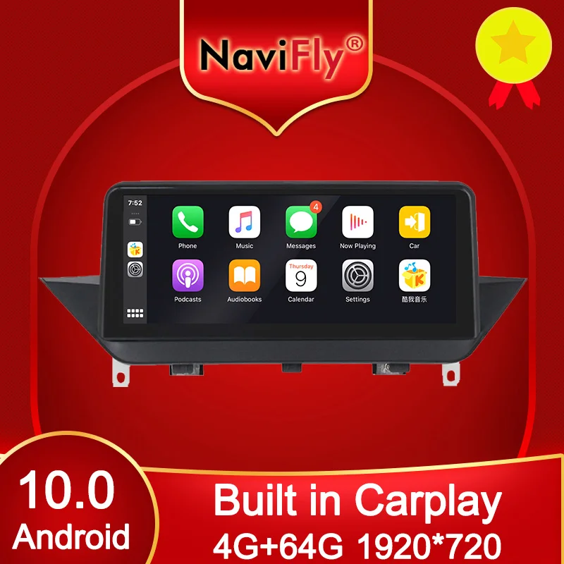 Автомобильный мультимедийный плеер NaviFly Carplay Android 10 DVD радио GPS-навигация для BMW X1 E84