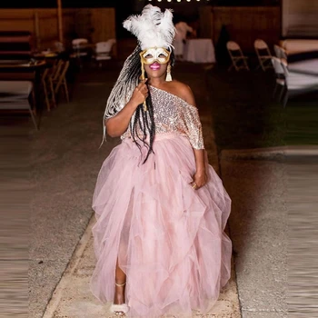 

Elengt Tulle Floor Length Formal Ball Gown Skirts 2020 Custom Wedding Fashion Vintage Long Skirts High Split Tulle Custom