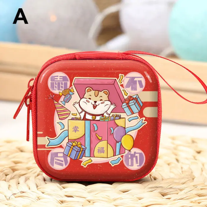 Кошелек для монет с героями мультфильмов, китайский год, кошелек для денег, весенний фестиваль, чехол на молнии, маленький кошелек, популярный