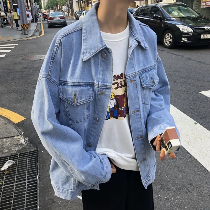 

2019 New Style Korean-style Versatile Loose-Fit Washing Faded Retro Long Sleeve Buckle Jeans Cardigan Coat Tops WOMEN'S Dress