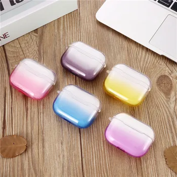 

2020 Gradient color clear Case For Apple AirPods Pro soft silicone Earphone Case Luxury Cover For Air Pods Pro Case