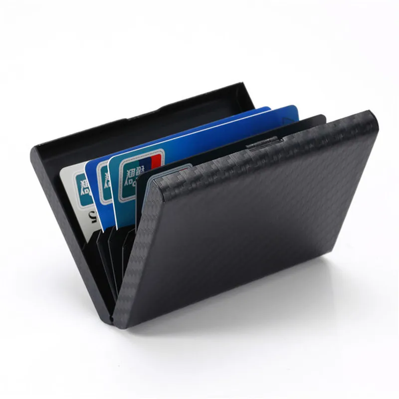 

Bycobecy 2020 Carbon Fiber Wallet Metal Plastic Card Holders Travel Wallet Passport Holder Document Organizer RFID Men Women