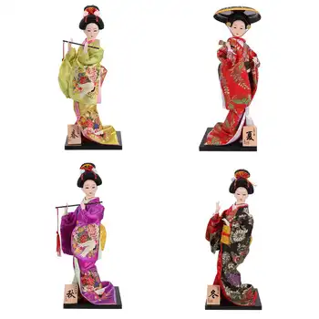 

12" Oriental Japanese Brocade Kimono Kabuki Doll Geisha Figure Figurine Statuefor Home Room Hotel Desk Cabinets Decor Art Crafts