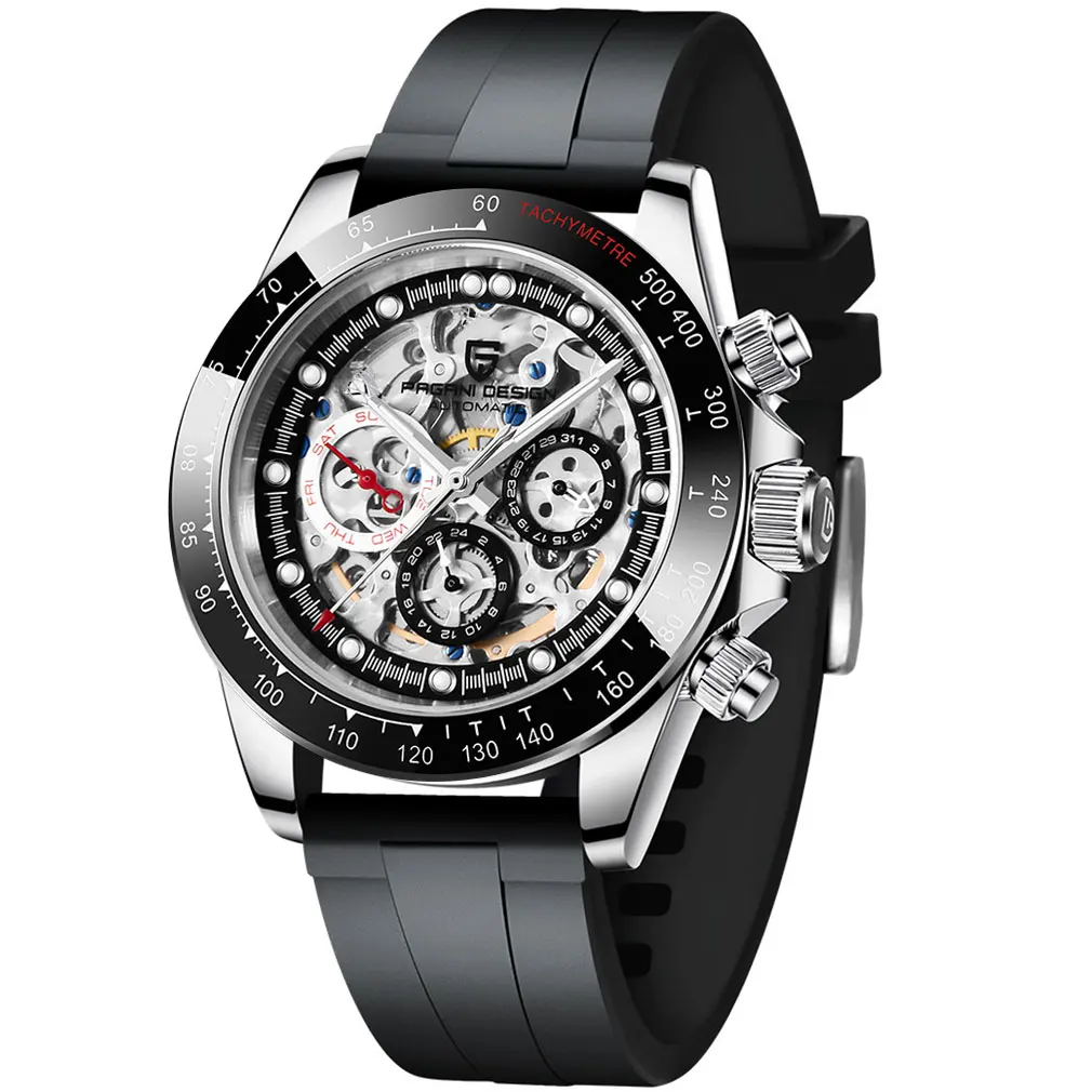 2021 New PAGANI DESIGN Mens skeleton Mechanical Watches Rainbow circle Luxury Automatic watch for men Diver Wrist Watch sapphire 