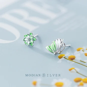

Modian Cute Plant Insect Stud Earring for Women Colorful Enamel Tiny Flower Butterfly Sterling Silver 925 Ear Pin Fine Jewelry