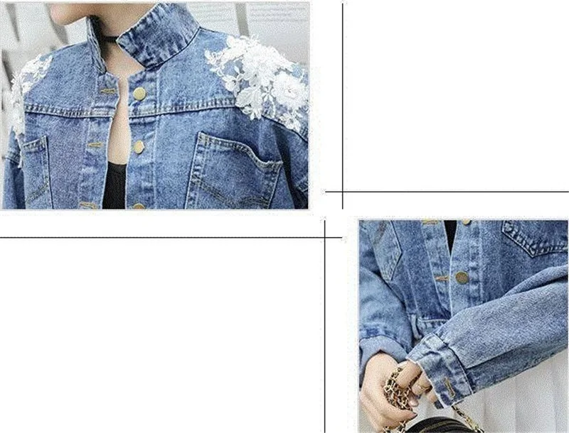 Denim Jacket Women Spring Autumn Korean Three-Dimensional Flower Embroidery Chain Tassel Loose Bat Sleeve Jeans Jackets Short F