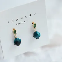 Классические геометрические хрустальные женские серьги новые синие-серьги с Зелеными камнями модные серьги Модные ювелирные изделия женские аксессуары