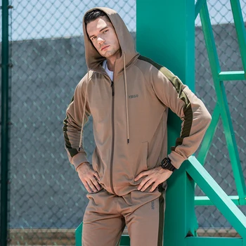 

Two Pieces Set Men Sports Suit Jogging Tracksuit Men Sportswear Patchwork Hooded Hoodies Sweatshirt Pants Tracksuit Running
