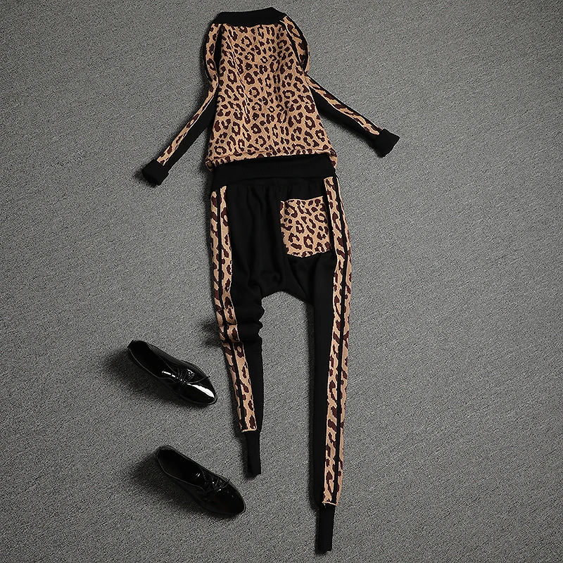 Tanie Nowe jesienne zimowe dresy damskie modny dwuczęściowy zestaw odzieży 2019 kobieta sweter z zamkiem błyskawicznym Top + spodnie komplety z dzianiny sportowe