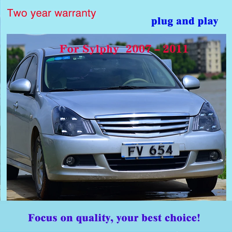 Автомобильный Стайлинг для Sylphy фары 2007-2011 Sentra светодиодный налобный фонарь светодиодный DRL Bi светодиодный объектив дальнего ближнего света для парковки