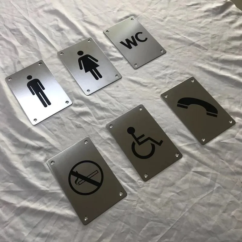 Traghetta Toilet WC Toilet Door Sign v2a Stainless steel Restroom Funny
