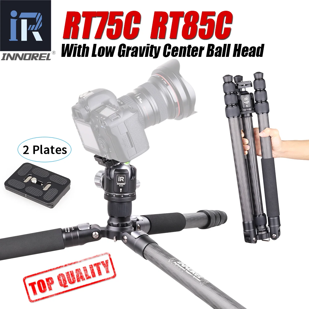 Professional Carbon Fiber Tripod INNOREL RT75C/85C Monopod add 360 Panoramic Low Gravity Center Ballhead For Digital DSLR Camera