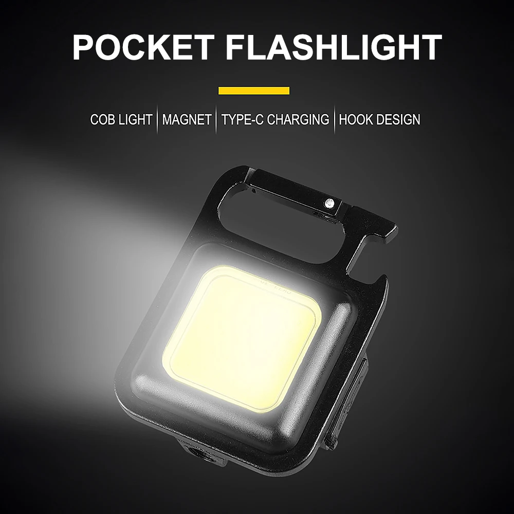 Mini LED Flashlight Work Light Portable Pocket Flashlight Keychains USB Rechargeable for Outdoor Camping Small Light Corkscrew best flashlights for police Flashlights