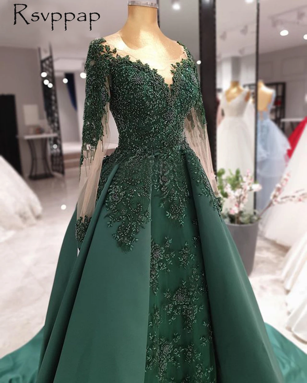 Beaded Emerald Gowns