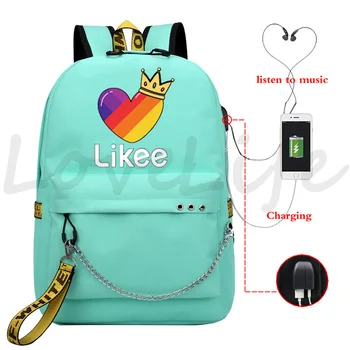 

Likee Like Backpack USB Charging Backpack Likee Video Bag Travel Backpack Book Bags Likee APP Knapsack Hiking Backpack