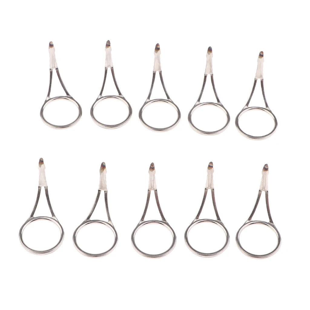 10 Pcs/Lot Fishing Rod Guides Eye Rings Stainless Steel Pole Repair Kit Replacement Tip Tops Replacement Tackles for Fisherman