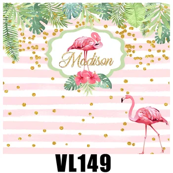 

Custom Flamingo Pink Stripe Photography Backdrop Gold Dots Birthday Party Portrait Photo Background Photo Studio VL-149