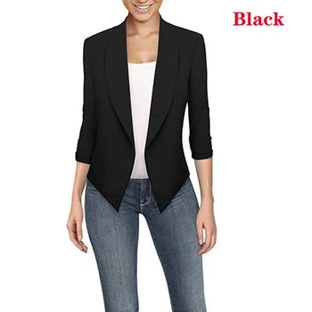 

Casual Long Sleeve Solid Color Turn-down Collar Coat Lady Business Suit Coat Slim Top Women blazers Female 2020
