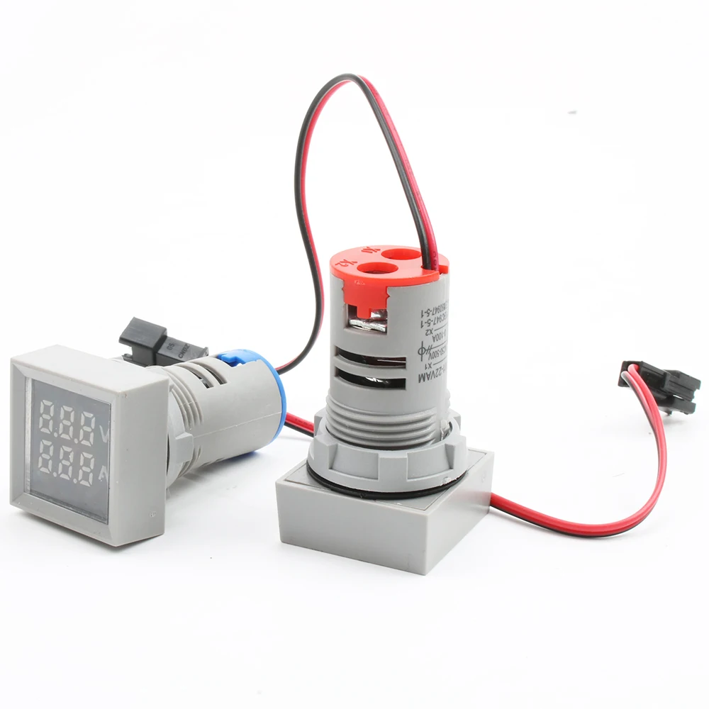DANIU 22 мм AC50-500V 0-100A Мини цифровой квадратный вольтметр амперметр вольтметр тестер напряжения двойной светодиодный светильник
