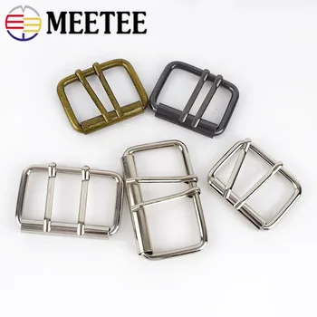 

Meetee 4/10p 40/50/60mm Metal Double Pin Belt Roller Buckle Coat Web Strap Adjustable Harness DIY Bags Leathercraft Accessory