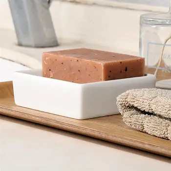 

Ceramic Soap Dish Stainless Steel Shower Soap Holder Double Layer Soap Tray with Drain for Bathroom Tub Kitchen Sink