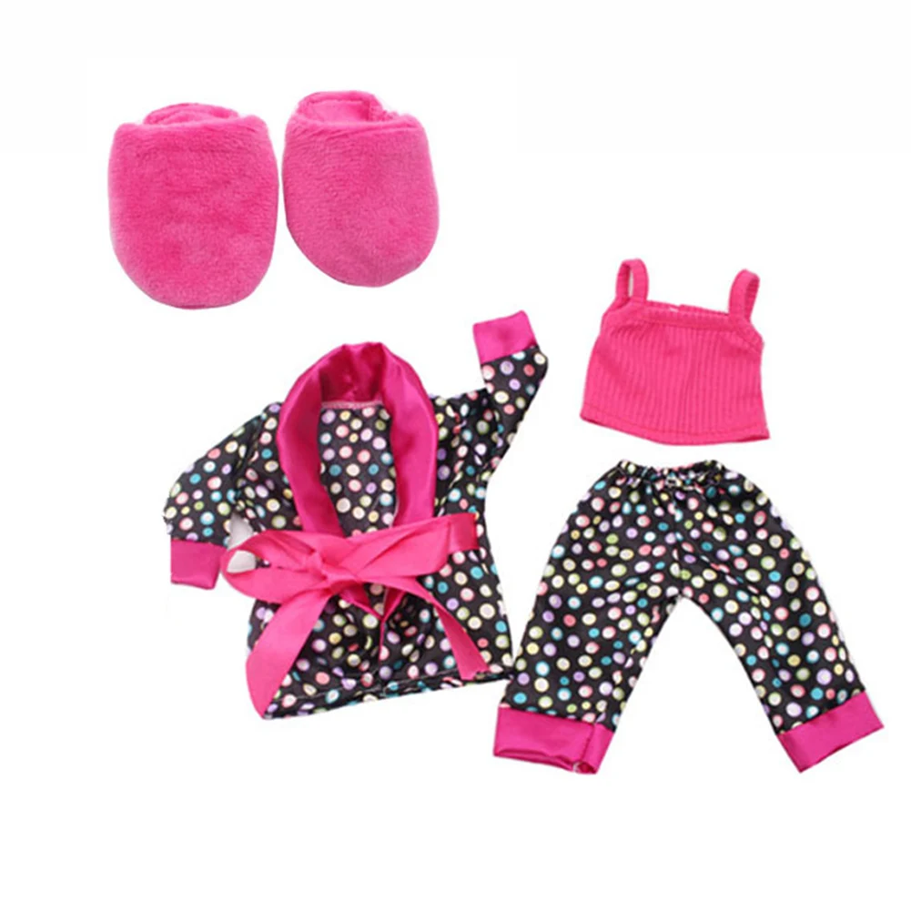 

4 Pcs 18inch Gift Tops + Pants + Robes + Slippers Cloth Girl Toy Doll Clothes Set Mini Handmade Formal Accessories Kids DIY Cute