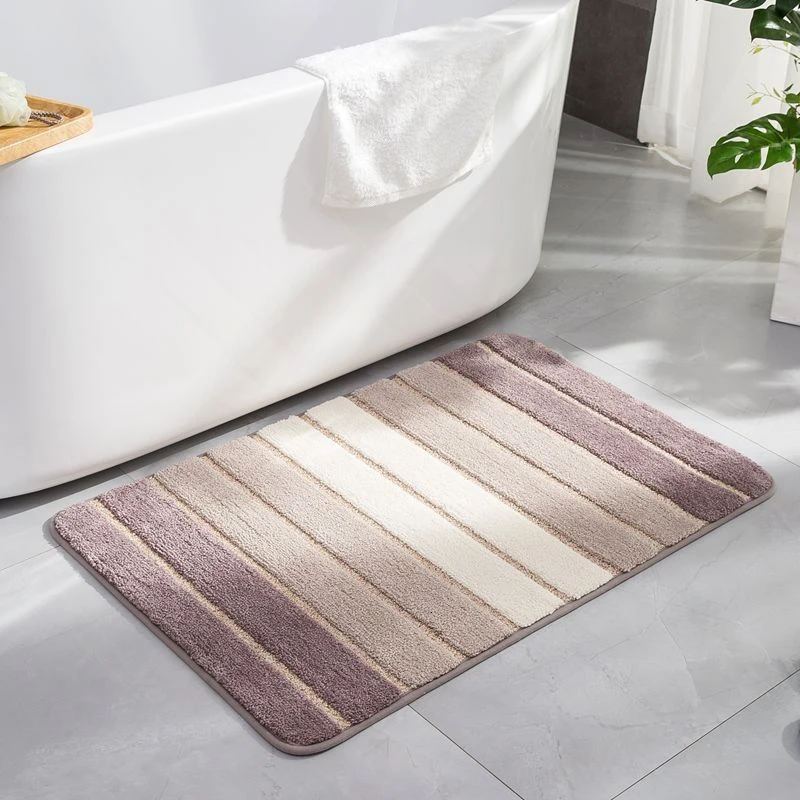 

Colourful Stripe Flannel Area Rug Water Absorption Rug Bathroom Mat Non Slip Floor Mat Bath Mat Bathroom Soft Rug For Bedroom
