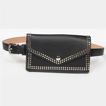 

Women Rivets Waist Fanny Pack Belt Bag Women PU Leather Waist Bag Luxury Heuptas Wandelen Groot Handbags Bags Designer